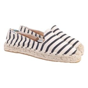 Soludos Espadrille Shoes Size 10 Classic Stripe Smoking Slipper Cream Black